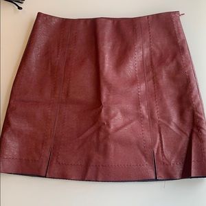 Red leather mini skirt